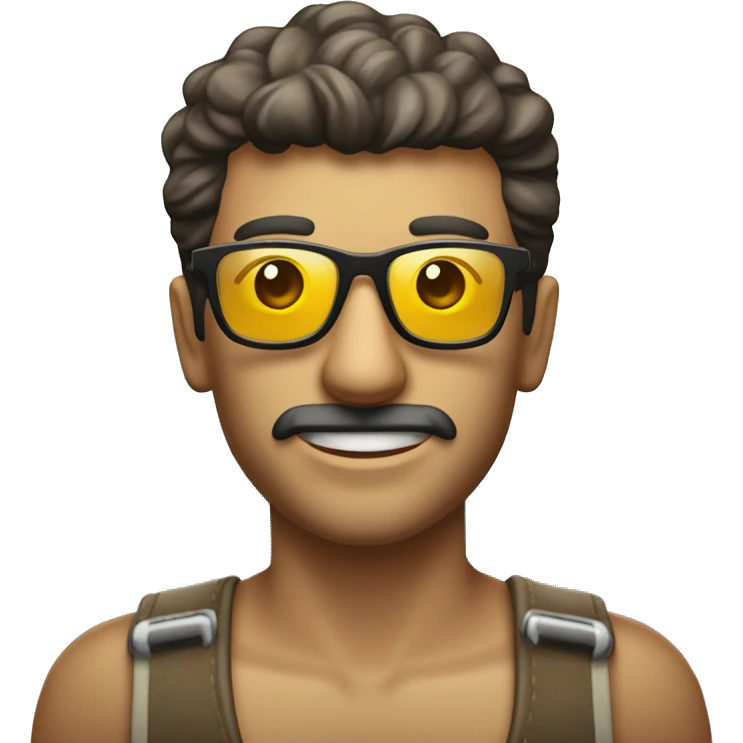 Un chico moreno en la playa con lentes y una cerveza   emoji
