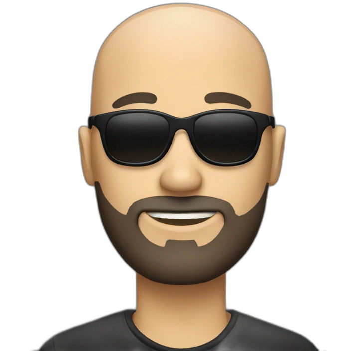 Bald man with beard and black sunglasses emoji