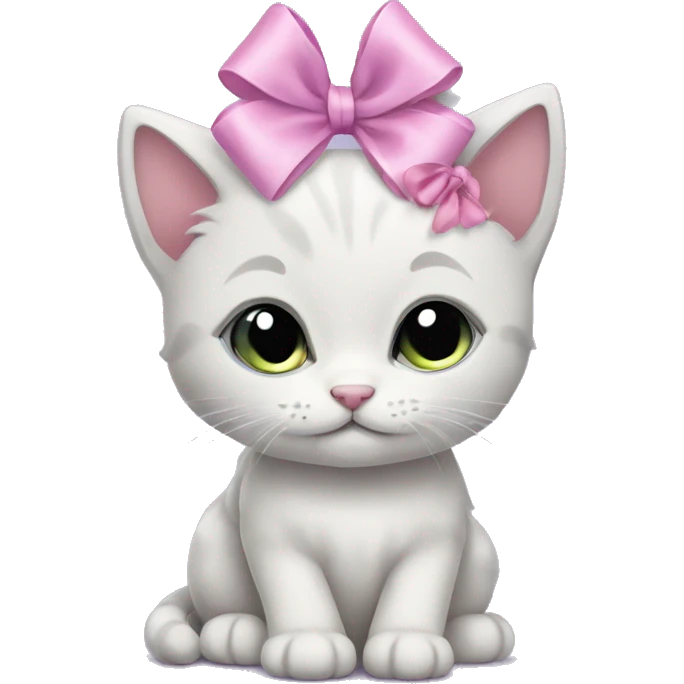 A lilac kitten with a pink bow emoji