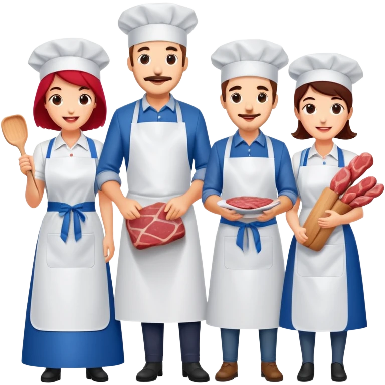 artists welcoming guests at a French  spam meat exhibition  emoji