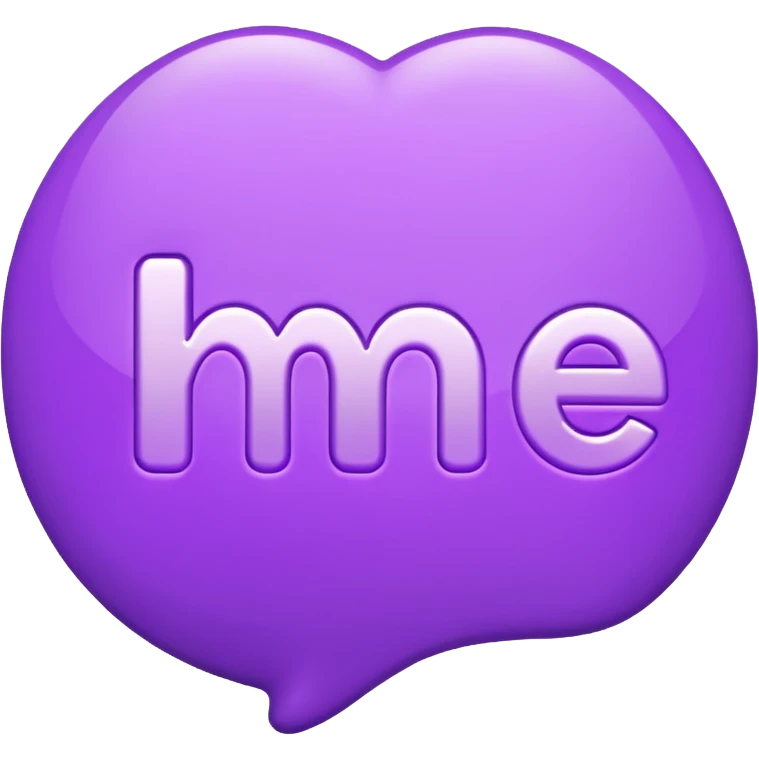 3D text that spells "me" in a shiny purple font sticker emoji