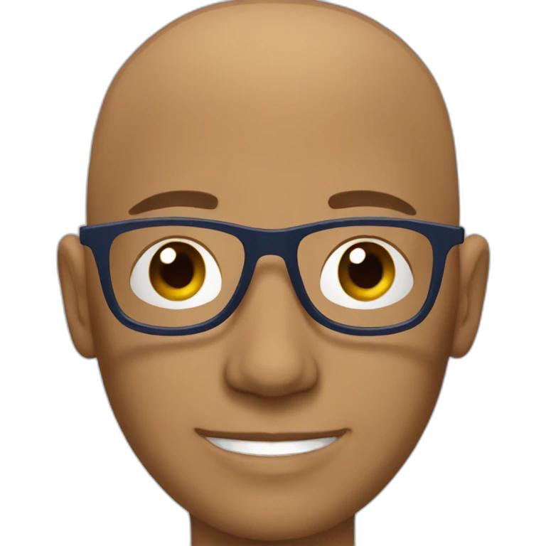 bald man with round glasses with navy sweater emoji
