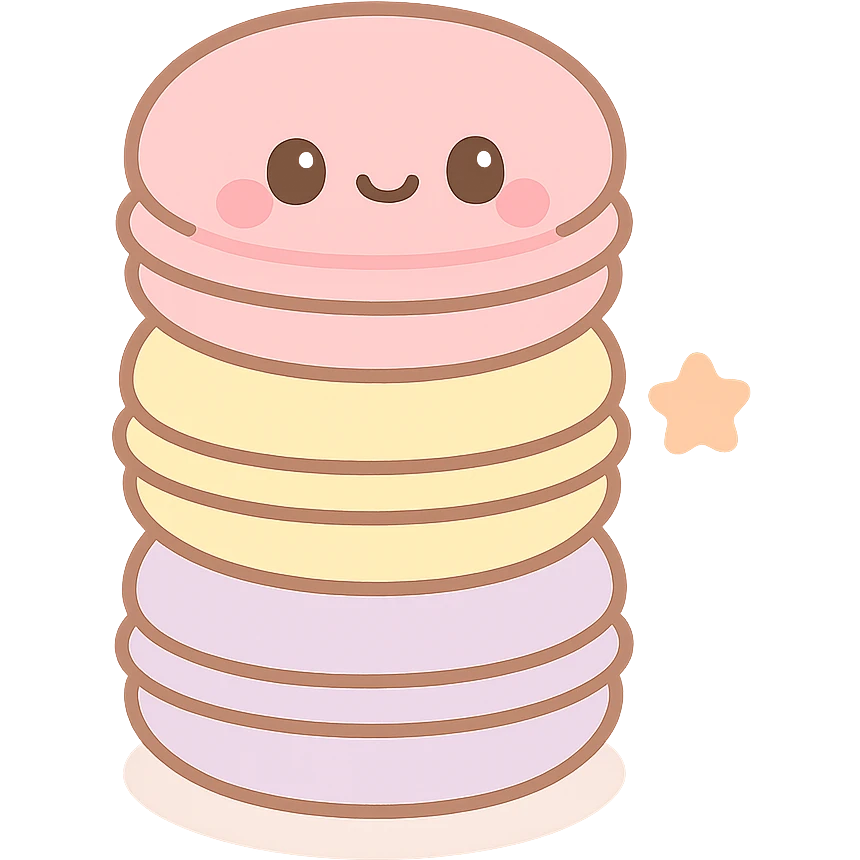 a stack of colorful French macarons, pastel colors, elegant and appetizing emoji