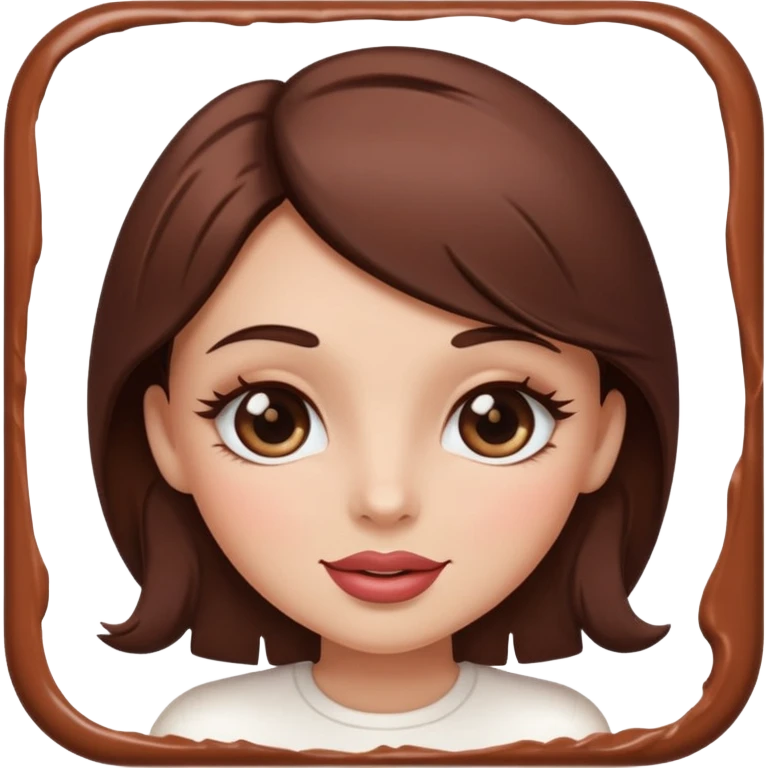 brownie with a feminine vibe, Feminine facial features with expressive eyes and lashes, soft lips, confident attitude.  420-friendly aesthetic emoji