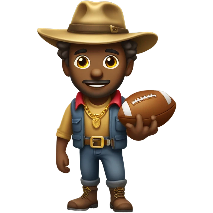 A gold prospector playing football emoji