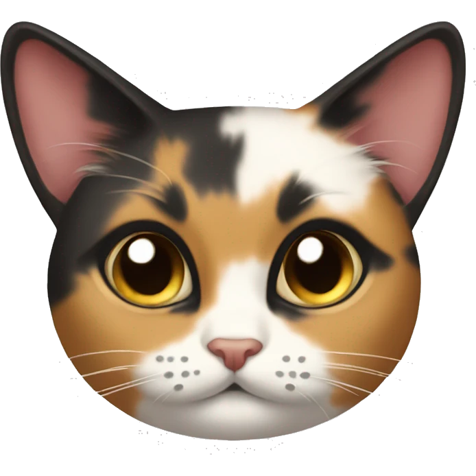 Calico cat with a coquette bow emoji