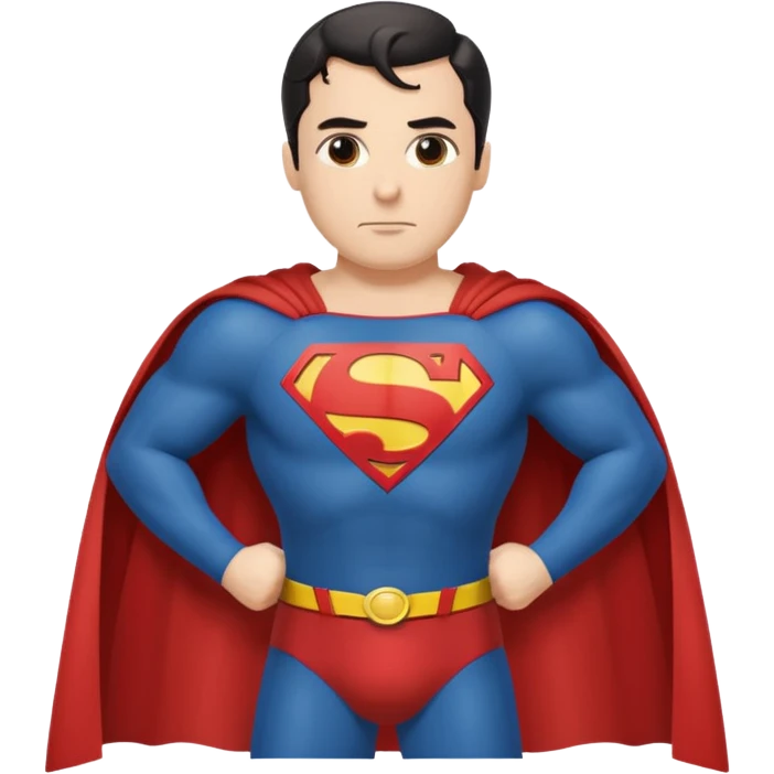 Make a Superman emoji with hands on hips, cape blowing, and the Superman "S" on the front. Make taller emoji