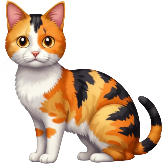 full body anxious looking colourful patchy calico tabby cat emoji