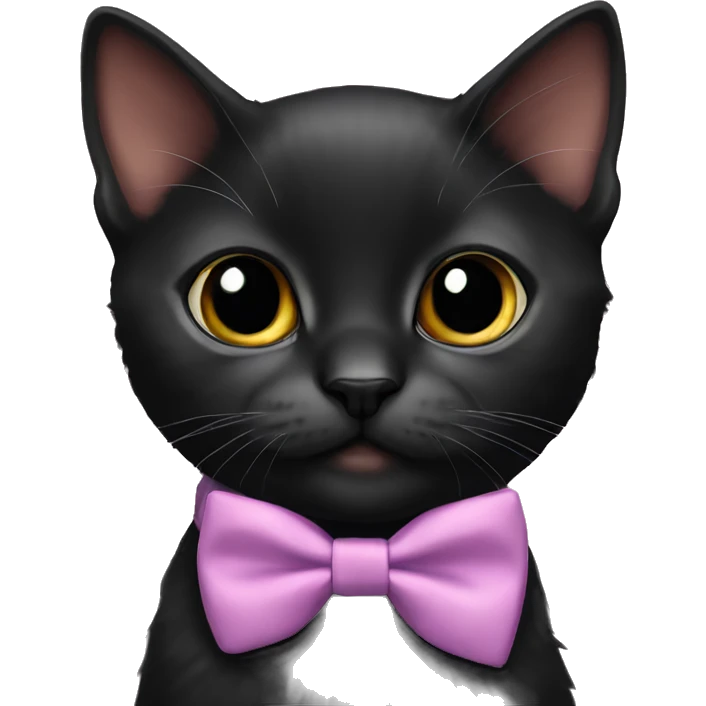 black kitten wearing bow tie emoji
