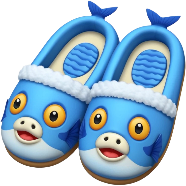 slippers with fish face on the top emoji