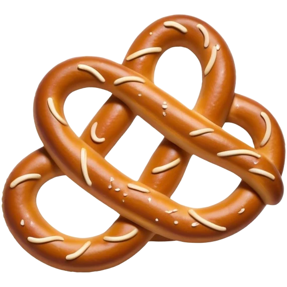 Cinematic Realistic Pretzels Dish Emoji, featuring freshly baked, twisted pretzels with a glossy, salted crust rendered with detailed textures and warm, appetizing lighting. emoji