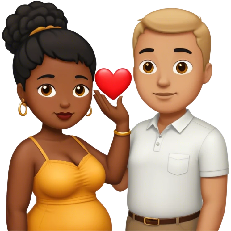 slim short man and fat black woman love emoji
