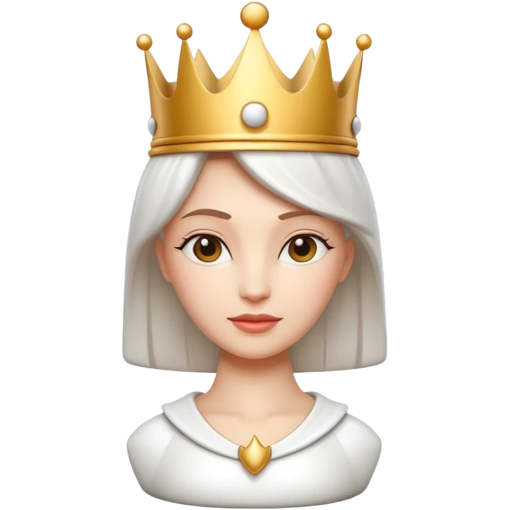 
chess queen piece object, elegant crown top, 3D cartoon, glossy material, soft shadow, mobile game icon style, centered, clean background, no text, no watermark
 emoji