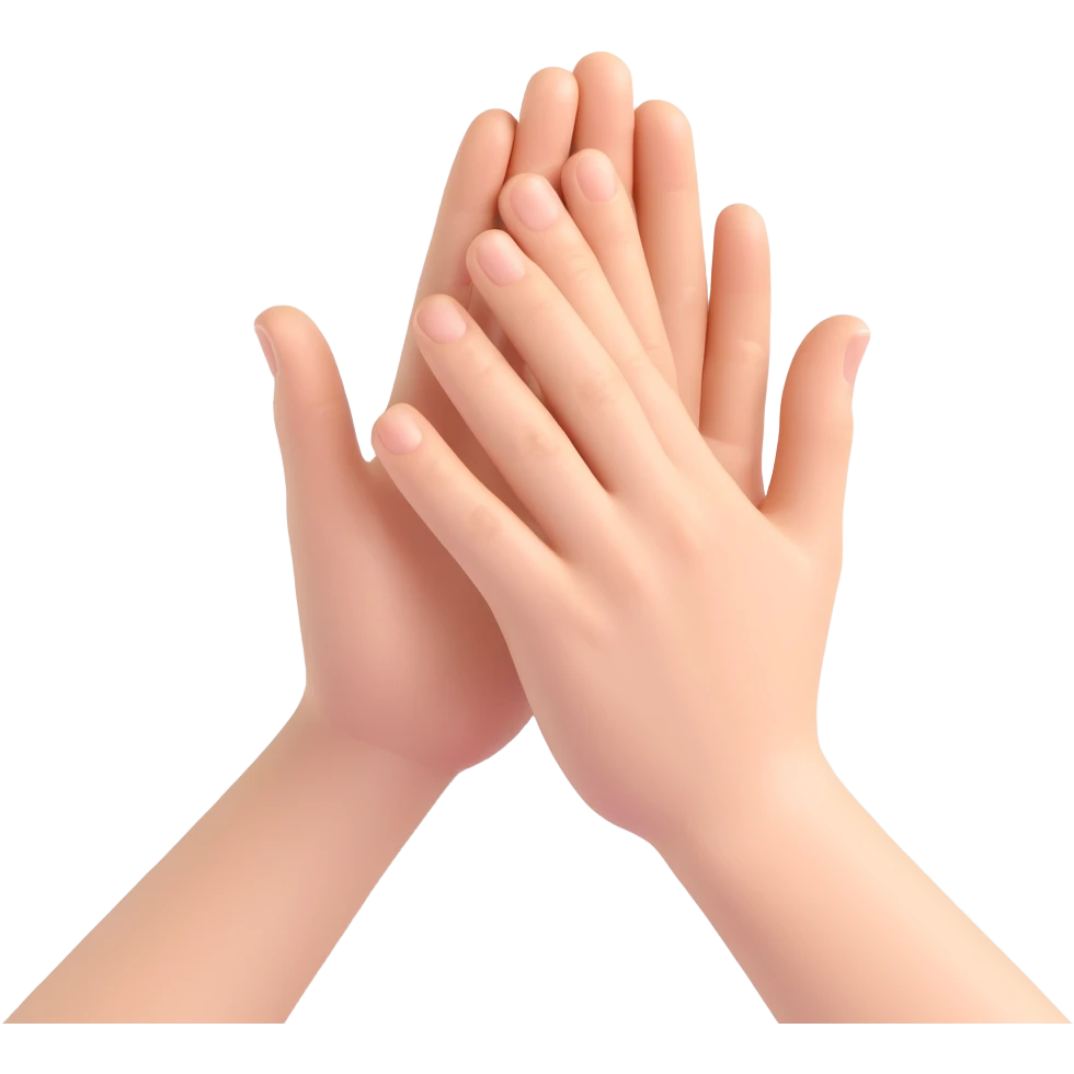 Realistic hands clapping, joyful celebration, focus on hands, motion blur, bright background emoji