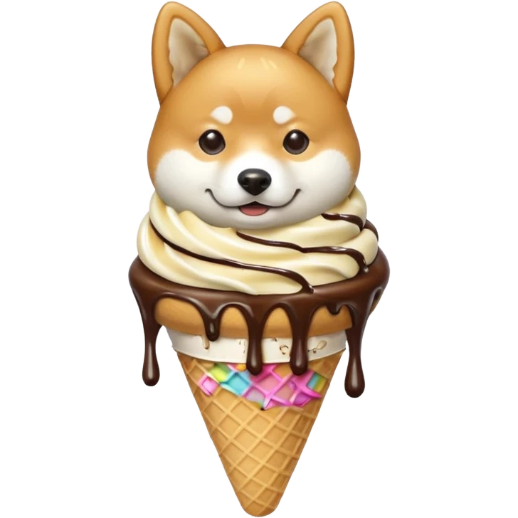 Shiba Jasper chocolate vanilla swirl ice cream cone emoji