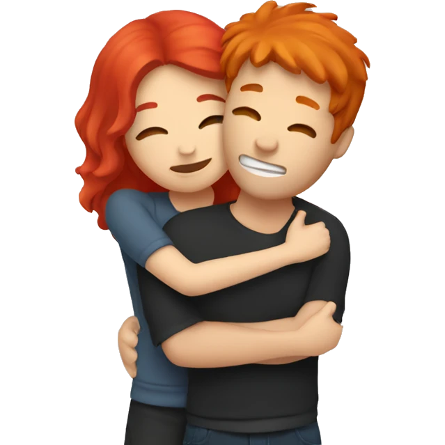 two people hugging with red hair emoji