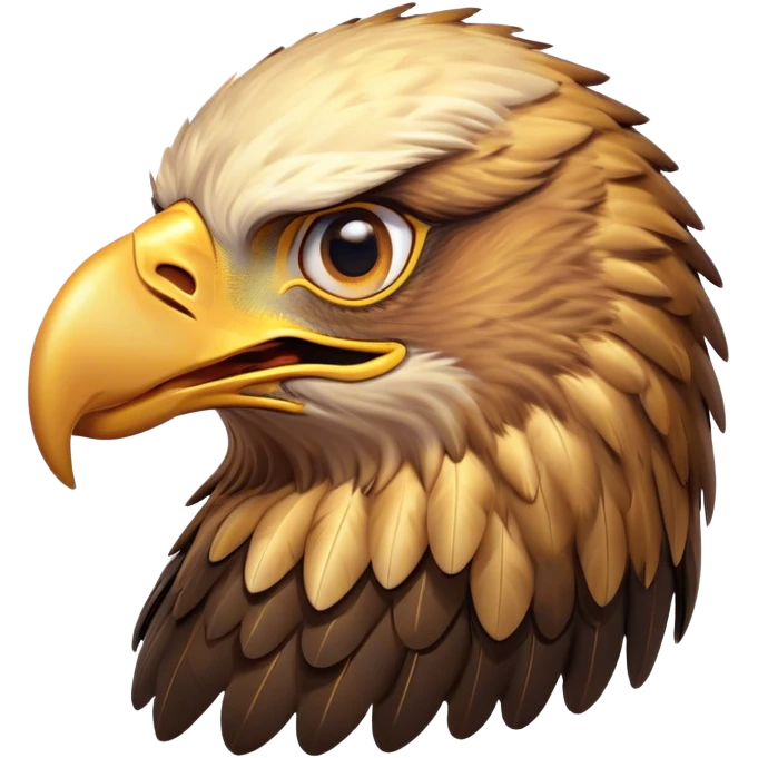Cinematic Comical Golden Eagle Portrait Emoji, Head tilted dramatically with an exaggeratedly shocked expression, featuring a striking, broad-beaked form with wide, comically expressive eyes full of playful disbelief and richly textured golden feathers, Simplified yet hilariously expressive features, highly detailed, glowing with a slightly sassy amber glow, high shine, dramatic yet playful, stylized with an air of cheeky aerial mischief, soft glowing outline, capturing the essence of a meme-worthy golden eagle that looks ready to side-eye its way into viral fame! emoji