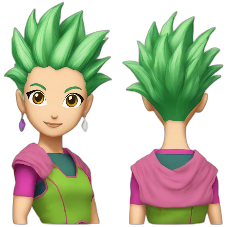 kefla dragonball super pink clothes green hair emoji