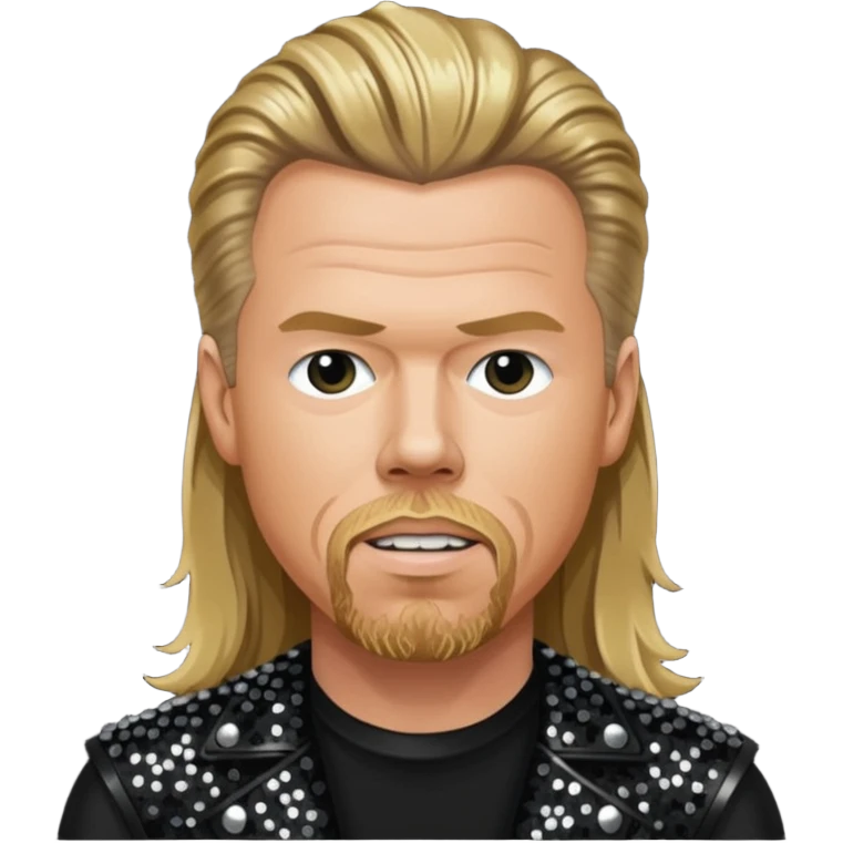 James Hetfield with long dark blonde hair, black sequin outfit  emoji