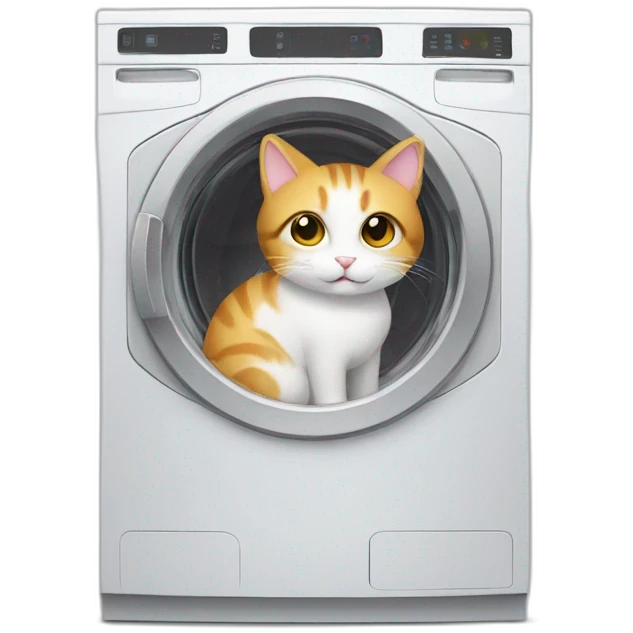 laundry machine with a cat emoji