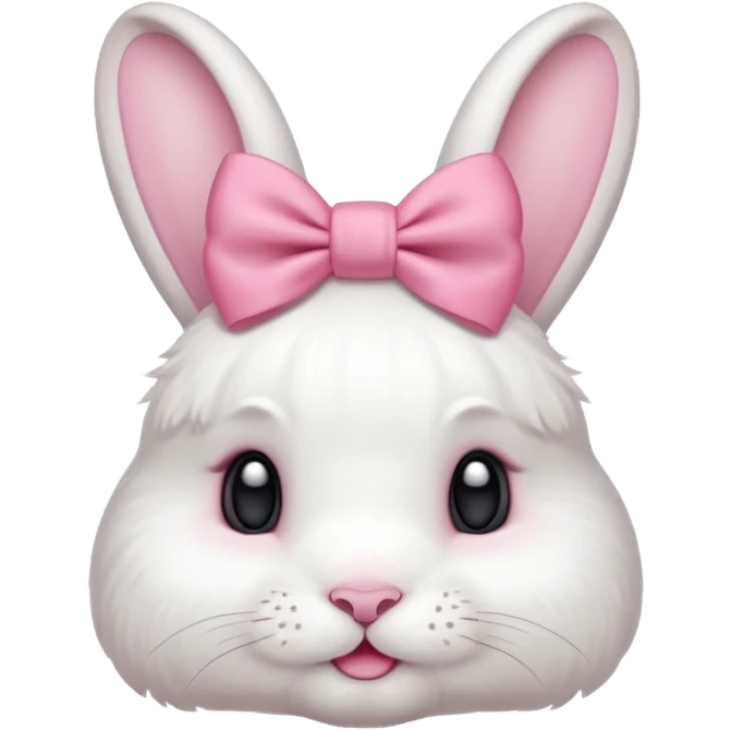 A white lop bunny head with a pink bow over its ear blushing. emoji