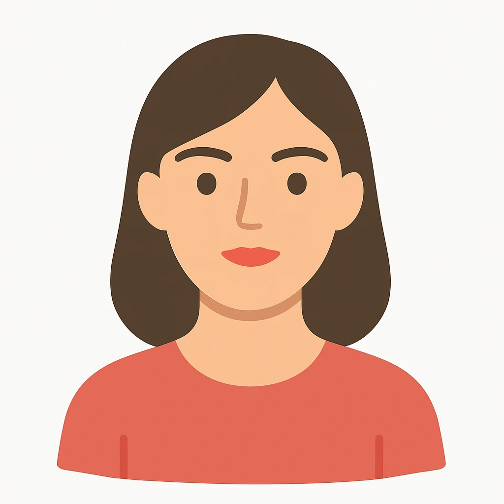 tasteful portrait of a brunette woman, minimal background, clean lines, color illustration emoji