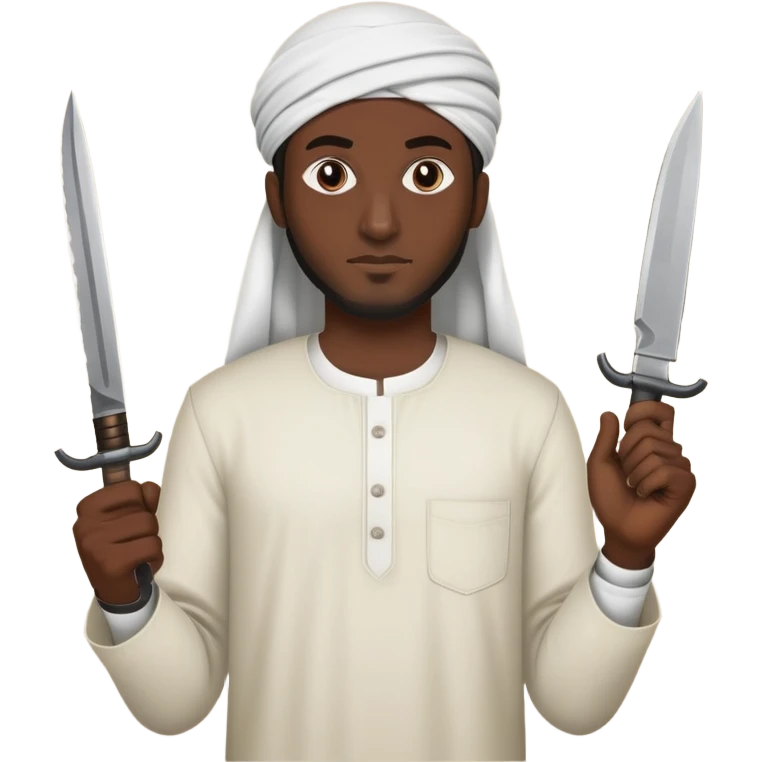 Muslim man with a knife amd bombs emoji