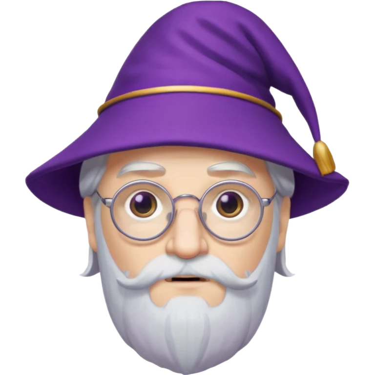 dumbledore, white hair, wear purple magic hat, glasses emoji