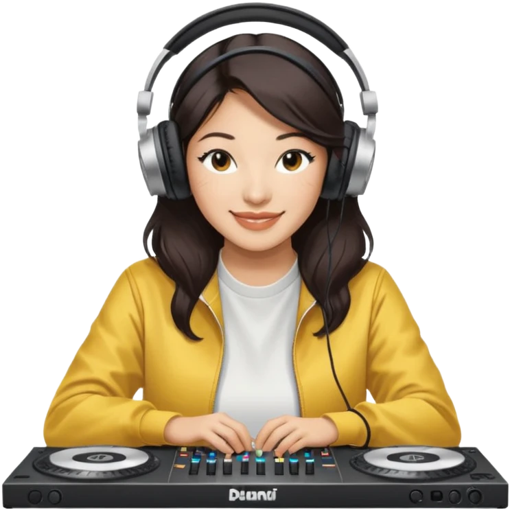 Peggy Gou phaying music with DJ table emoji