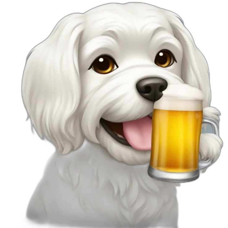 Dog Maltese drinking beer emoji