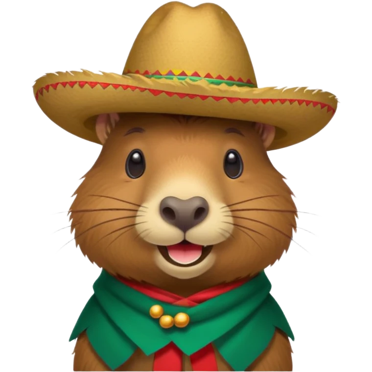 Capybara sitting with Mexican hat emoji