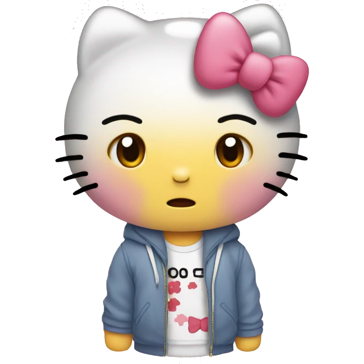hello kitty crying cause she wants to go back to japan emoji