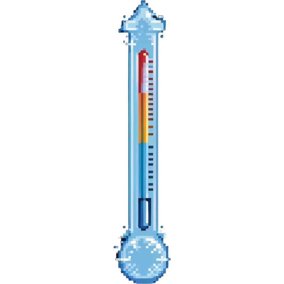 Thermometer showing low temperature with ice crystals emoji