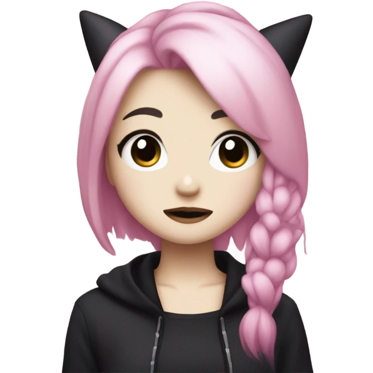Kuromi Sanrio hello kitty girl with pink and blonde hair dark makeup emo emoji