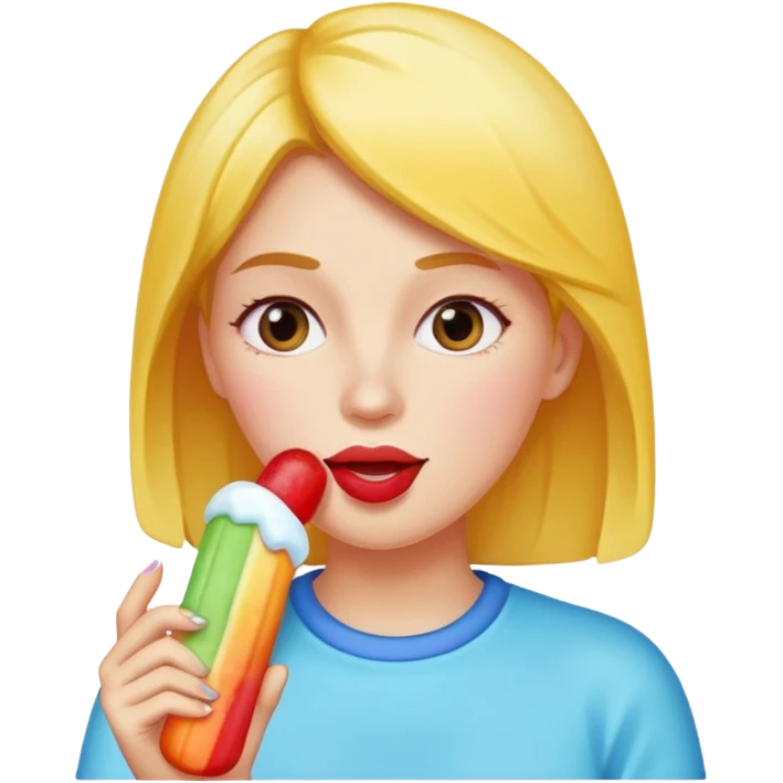 Woman eating a icy pole emoji