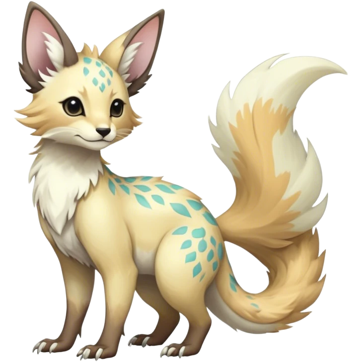 Epic Feral Rare Fantasy shiny pastel Vernid-Trico-species by LiLaiRa, random markings, tufted tail, tufted ears, full body emoji