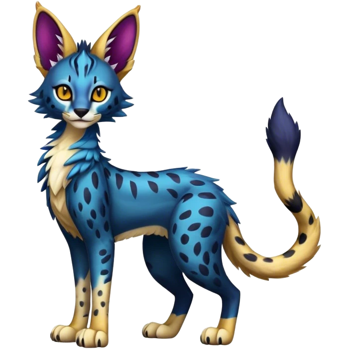 Epic Cute Colorful Dark Sergal-Serval-Vernid full body emoji