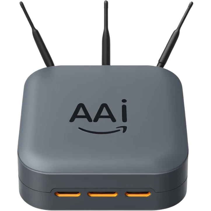 A simple 2d TV box facing the camera that has simple text 'AI' on its screen. The TV has antennas on it.  emoji