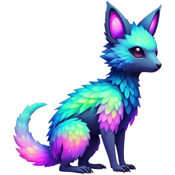 futuristic lush warm-colored neon-colored Fakémon-Trico-creature (full body) emoji