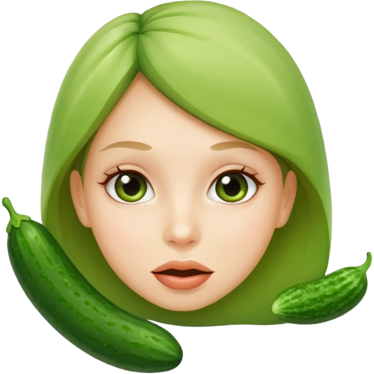 Girl with a cucumber in her mouth emoji