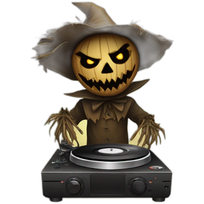 evil scarecrow on turntables emoji