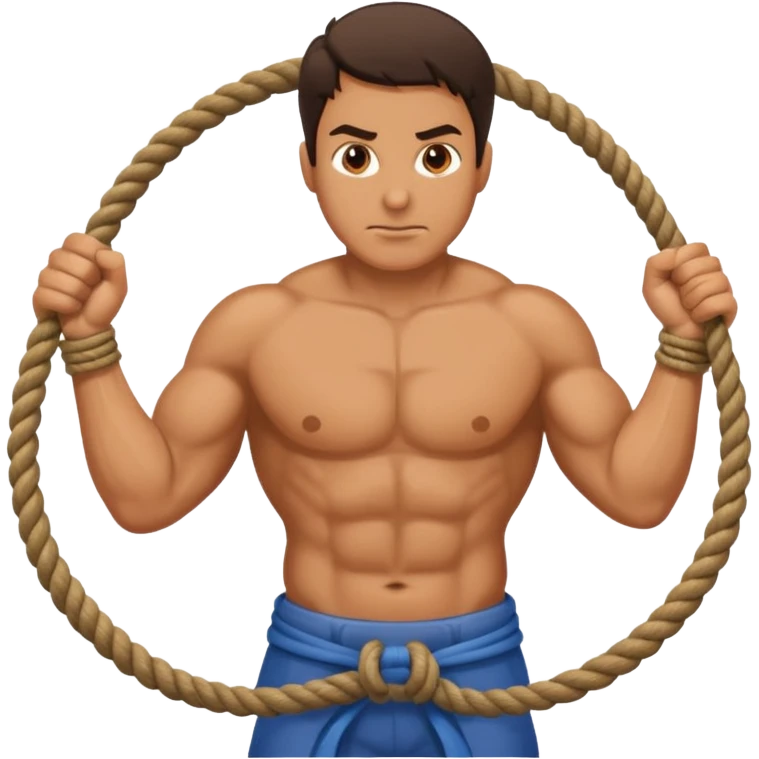 Man pulling the rope towards him emoji