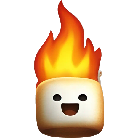 Burnt marshmallow and fire emoji