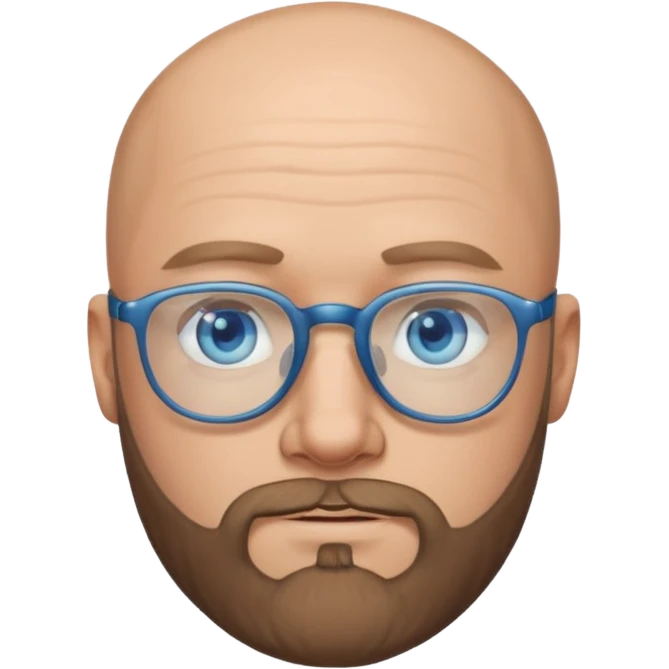 Bald white man with glasses and beard emoji