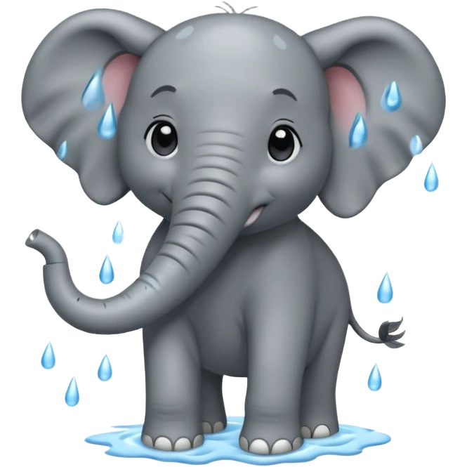 Plying elefant under rain emoji