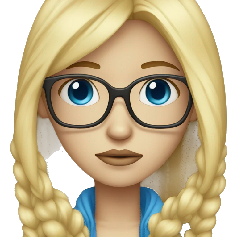 Very Sad blonde girl with blue lens glasses emoji