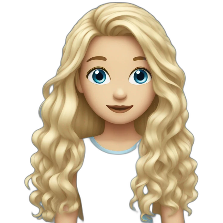 Girl wiht long hair and blue eyes emoji