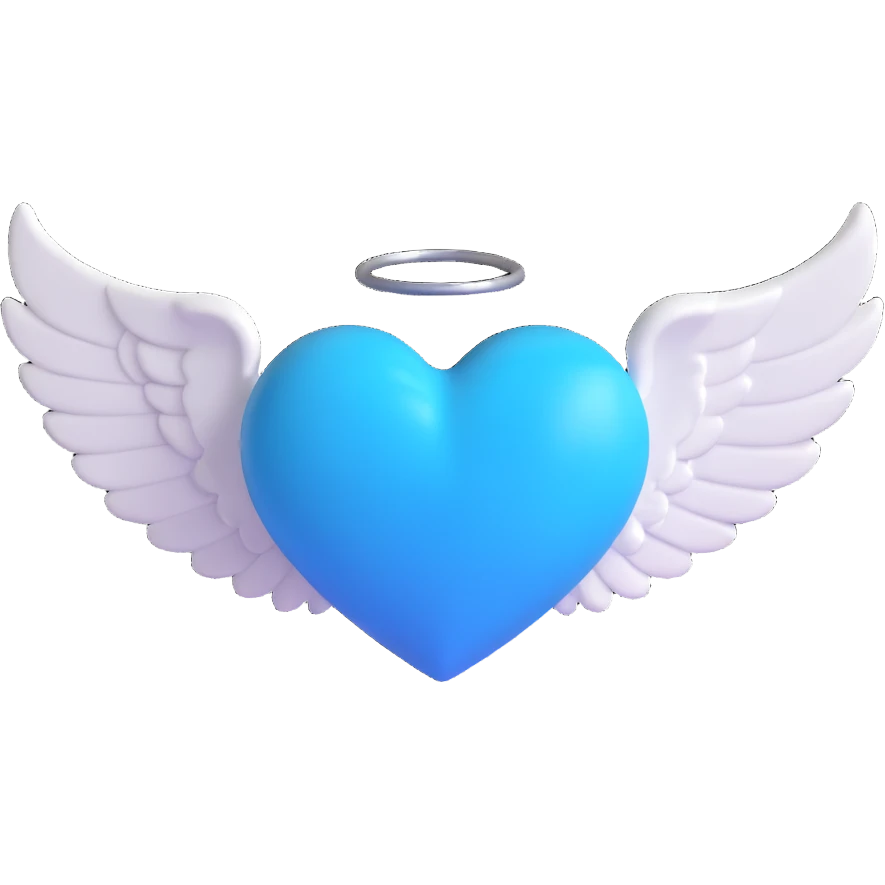 Blue sky blue heart with an angel wing emoji