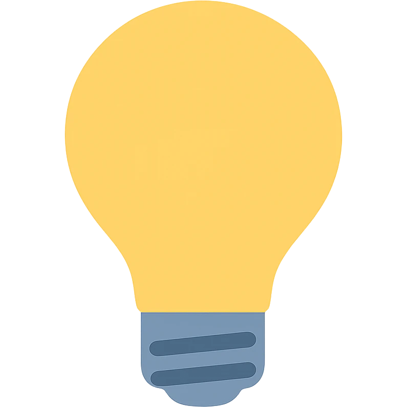 bulb icon, flat color style, contemporary emoji