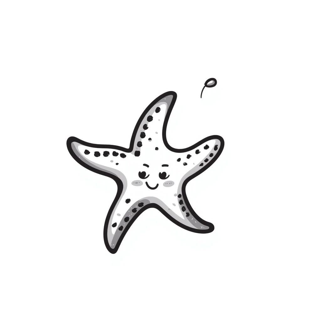 hand drawn starfish with detailed texture and little dots, playful sea creature emoji